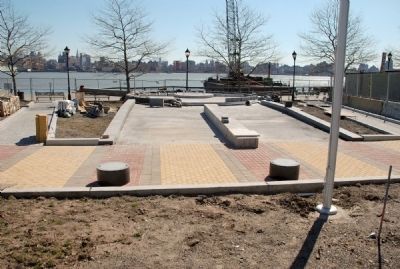 Site of new Hoboken World War II Memorial viewed from Frank Sinatra Drive. image. Click for full size.