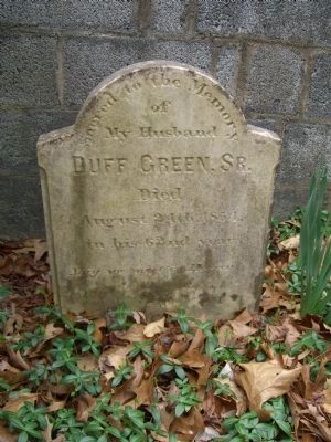 Headstone on far left; Duff Green, Sr. image. Click for full size.