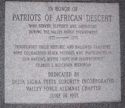 Patriots of African Descent, inscription, back side of monument image. Click for full size.