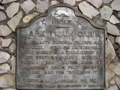 Mark Twain Cabin 1 Mile Marker. Click for full size. Mark Twain Cabin 1 Mile Marker image. Click for full size.