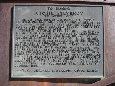 Archie Stevenot Marker. Click for full size. Archie Stevenot Marker image. Click for full size.