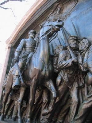 Robert Gould Shaw in the memorial's relief image. Click for full size.