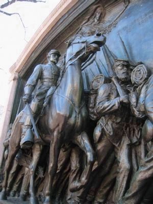 Robert Gould Shaw in the memorial's relief. Click for full size. Robert Gould Shaw in the memorial's relief image. Click for full size.