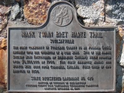 Mark Twain Bret Harte Trail <i>Soulsbyville</i> Marker image. Click for full size.