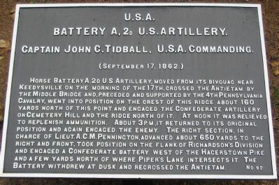 Battery A, 2nd U.S. Artillery Tablet image. Click for more information.