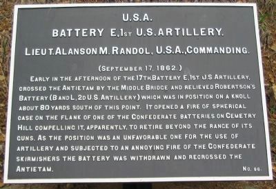 Battery E, 1st U.S. Artillery Tablet image. Click for full size.