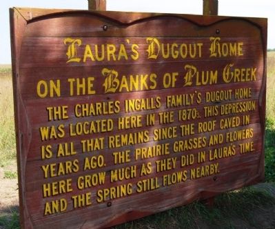 Laura's Dugout Home on the Banks of Plum Creek Marker image. Click for full size.