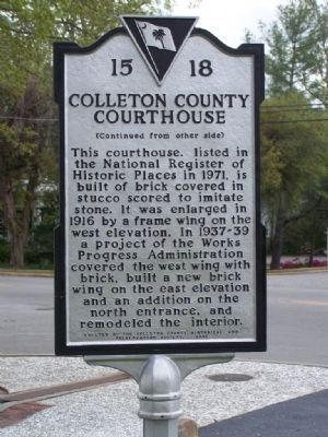 Colleton County Courthouse Marker, Side 2 image. Click for full size.