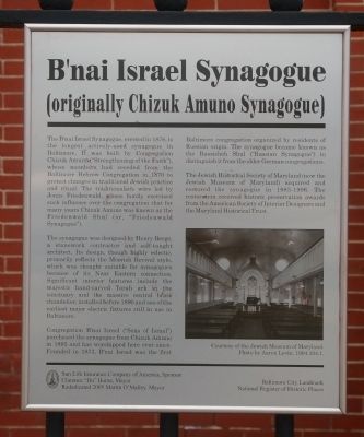 B'nai Israel Synagogue Marker. Click for full size. B'nai Israel Synagogue Marker image. Click for full size.
