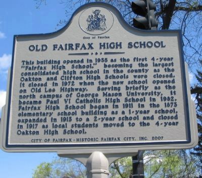 Old Fairfax High School Marker image. Click for full size.