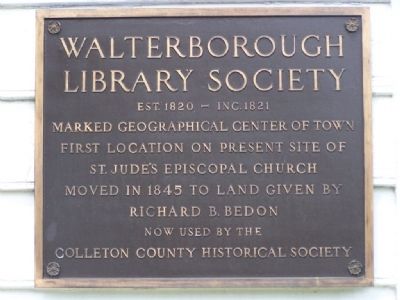 Walterborough Library Society Marker image. Click for full size.