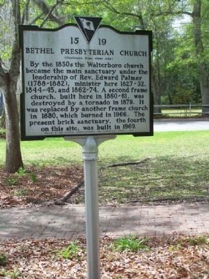 Bethel Presbyterian Church Marker, Reverse side image, Touch for more information