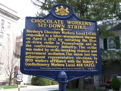 Chocolate Workers' Sit-Down Strike Marker. Click for full size. Chocolate Workers' Sit-Down Strike Marker image. Click for full size.