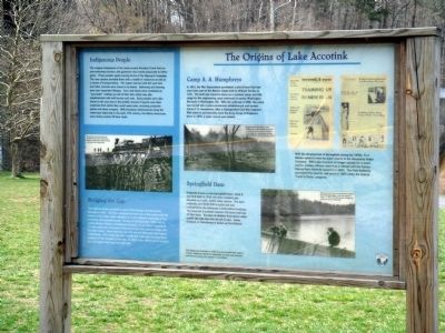The Origins of Lake Accotink Marker. Click for full size. The Origins of Lake Accotink Marker image. Click for full size.