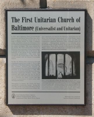 The First Unitarian Church of Baltimore Marker image. Click for full size.