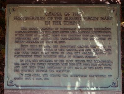 Chapel of the Presentation of the Blessed Virgin Mary in the Temple Marker image. Click for full size.