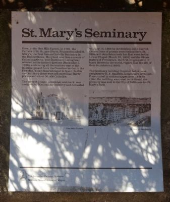 St. Mary's Seminary Marker. Click for full size. St. Mary's Seminary Marker image. Click for full size.