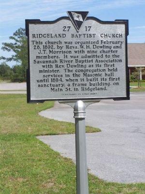 Ridgeland Baptist Church Marker image. Click for full size.