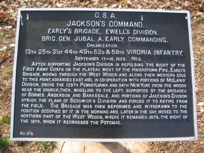 Early's Brigade Tablet. Click for full size. Early's Brigade Tablet image. Click for full size.