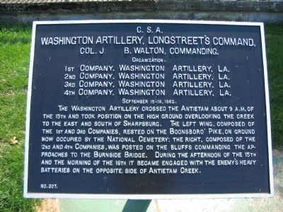 Washington Artillery Tablet for September 15-16. Click for full size. Washington Artillery Tablet for September 15-16 image. Click for full size.