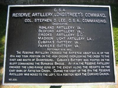 Longstreet's Reserve Artillery Tablet. Click for full size. Longstreet's Reserve Artillery Tablet image. Click for full size.