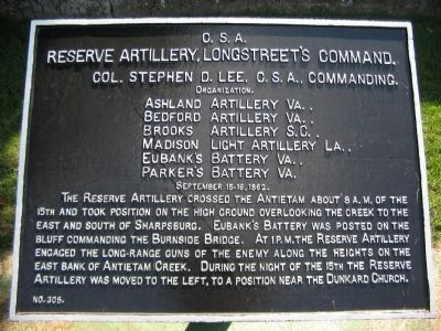Longstreet's Reserve Artillery Tablet image. Click for full size.