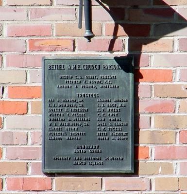 1966 Bethel A.M.E. Church Parsonage Plaque. Click for full size. 1966 Bethel A.M.E. Church Parsonage Plaque image. Click for full size.