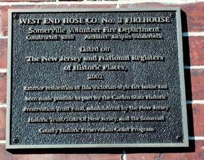 West End Hose Company No. 3 Firehouse (upper left of fire house doors) image. Click for full size.