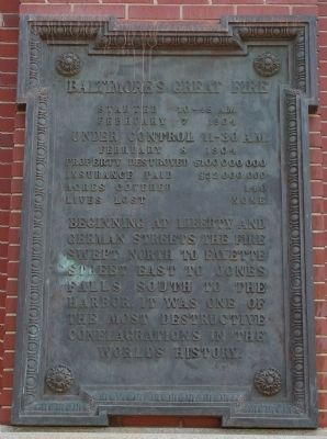 Baltimore's Great Fire Marker image. Click for full size.
