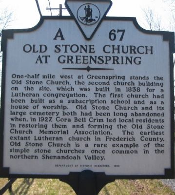 Old Stone Church at Greenspring Marker. Click for full size. Old Stone Church at Greenspring Marker image. Click for full size.