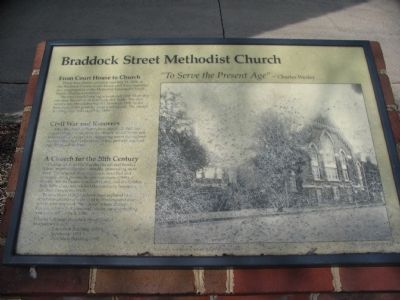 Braddock Street Methodist Church Marker. Click for full size. Braddock Street Methodist Church Marker image. Click for full size.