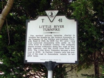 Little River Turnpike Marker image. Click for full size.