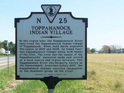 Toppahanock Indian Village Marker. Click for full size. Toppahanock Indian Village Marker image. Click for full size.