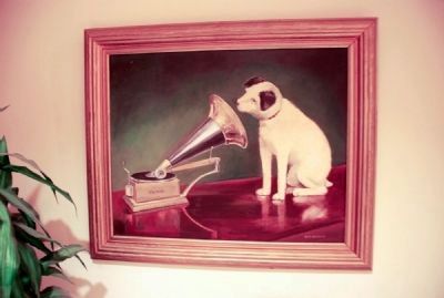Oil painting of "Nipper the Dog" image. Click for full size.