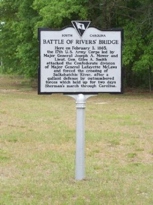 Battle Of Rivers' Bridge Marker image. Click for full size.