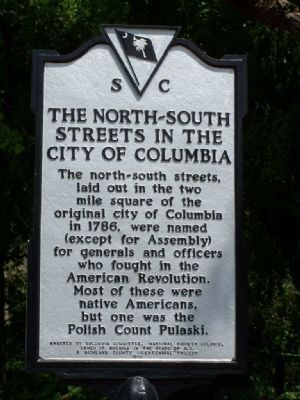 The North-South Streets in The City Of Columbia Marker. Click for full size. The North-South Streets in The City Of Columbia Marker image. Click for full size.