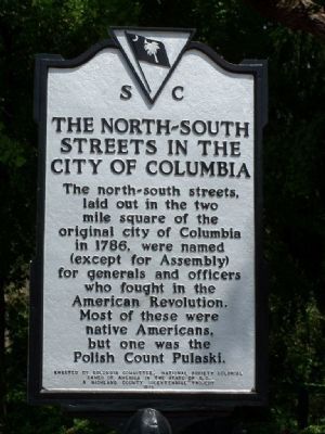 The North-South Streets in The City Of Columbia Marker image. Click for full size.