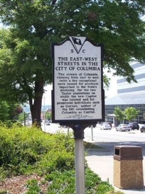 The East~West Streets In The City Of Columbia Marker image. Click for full size.