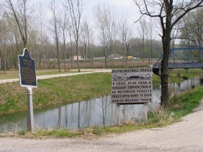 Marker and the Wabash & Erie Canal image. Click for full size.