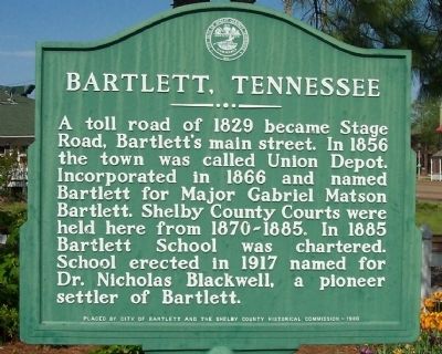 Bartlett, Tennessee Marker image. Click for full size.