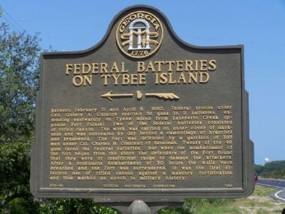 Federal Batteries on Tybee Island Marker. Click for full size. Federal Batteries on Tybee Island Marker image. Click for full size.
