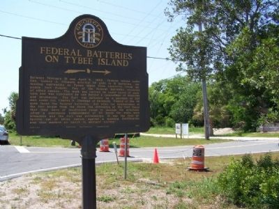 Federal Batteries on Tybee Island Marker. Click for full size. Federal Batteries on Tybee Island Marker image. Click for full size.