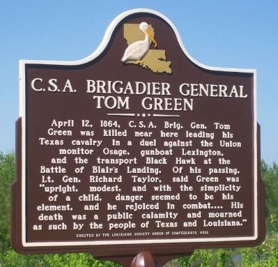C.S.A. BRIGADIER GENERAL TOM GREEN Marker image. Click for full size.
