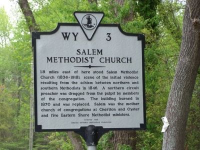 Salem Methodist Church Marker image. Click for full size.