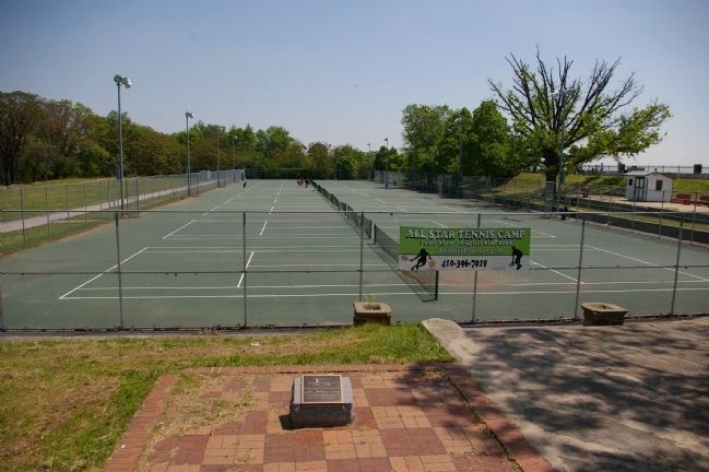 The Druid Hill Park tennis courts, with the marker in the foreground image. Click for full size.