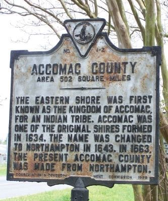 Accomack County side of marker. image. Click for full size.