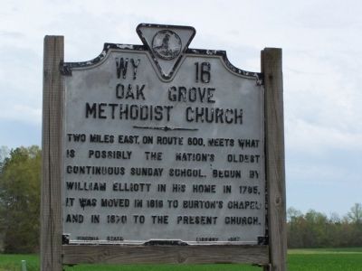Oak Grove Methodist Church Marker. Click for full size. Oak Grove Methodist Church Marker image. Click for full size.