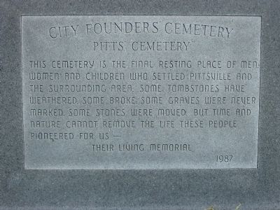 City Founders' Cemetery Marker. Click for full size. City Founders' Cemetery Marker image. Click for full size.