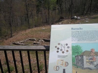Marker with Barracks Foundation image. Click for full size.
