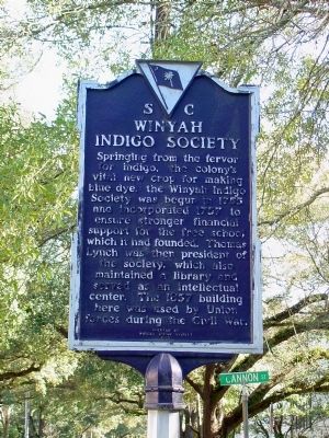 Winyah Indigo Society Marker. Click for full size. Winyah Indigo Society Marker image. Click for full size.